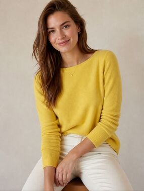Halogen 100% Cashmere Sweater Yellow Women’s Small Soft Luxury